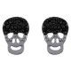 Boucles d'oreilles Tête de mort en Argent 925 rhodié et Oxydes Zirconium noirs et blancs