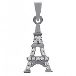 Pendentif Tour Eiffel en Argent 925 rhodié et Oxydes Zirconium