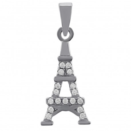 Pendentif Tour Eiffel en Argent 925 rhodié et Oxydes Zirconium