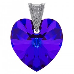 Pendentif Coeur en Argent 925 rhodié et Cristal Swarovski® Héliotrope