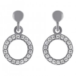 Boucles d'oreilles anneaux en Argent 925 rhodié et Oxydes Zirconium