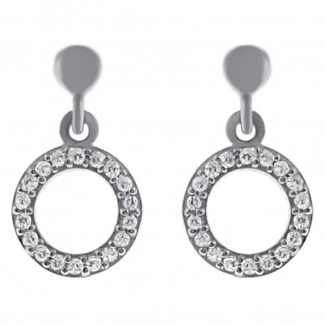 Boucles d'oreilles anneaux en Argent 925 rhodié et Oxydes Zirconium