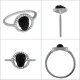 Bague Crâne noir en Argent 925 rhodié, Céramique et Oxydes Zirconium