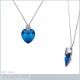 Pendentif Coeur en Argent 925 rhodié, Cristal Swarovski® Bleu Bermudes et Oxydes Zirconium