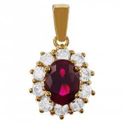 Pendentif Plaqué or 18 carats et Oxydes de Zirconium rouge et blancs