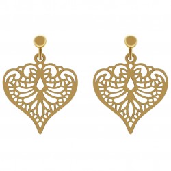 Boucles d'oreilles Coeur ajouré Plaqué Or 18 carats