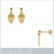 Boucles d'oreilles Crâne Plaqué Or 18 carats