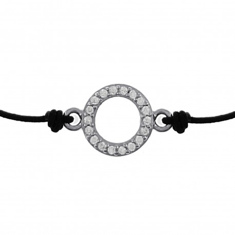 Bracelet cordon en Argent 925 rhodié et Oxydes zirconium