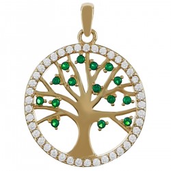 Pendentif Arbre de Vie Plaqué or 18 carats et Oxydes de Zirconium