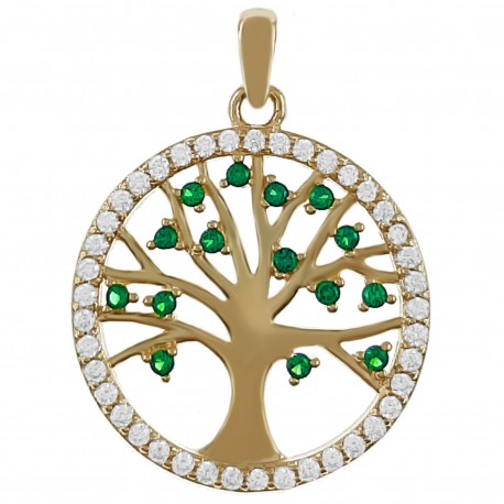 Pendentif Arbre de Vie Plaqué or 18 carats et Oxydes de Zirconium