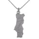 Pendentif carte du Portugal en Argent 925 rhodié