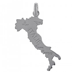 Pendentif carte d'Italie en Argent 925 rhodié