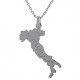 Pendentif carte d'Italie en Argent 925 rhodié