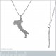 Pendentif carte d'Italie en Argent 925 rhodié