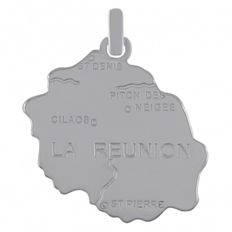 Pendentif carte de La Réunion en Argent 925