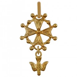 Pendentif Croix Protestante Huguenote Plaqué or 18 carats