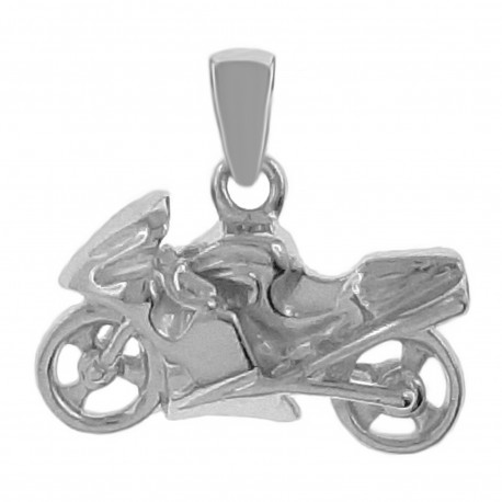 Pendentif Moto de course en Argent 925 rhodié