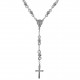 Collier Chapelet grain Croix en Argent 925 rhodié