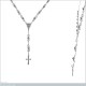 Collier Chapelet grain Croix en Argent 925 rhodié