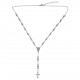 Collier Chapelet grain Croix en Argent 925 rhodié