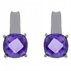 Boucles d'oreilles en Argent 925 rhodié et Oxyde Zirconium violet