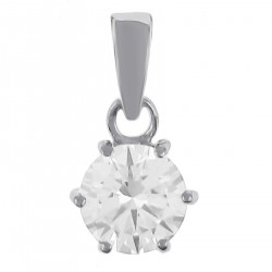 Pendentif solitaire en Argent 925 rhodié et Oxyde Zirconium