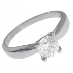 Bague Solitaire en Argent 925 rhodié et Oxyde Zirconium