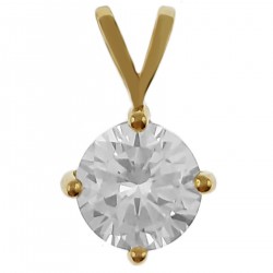 Pendentif Solitaire Plaqué or 18 carats et Oxyde de Zirconium