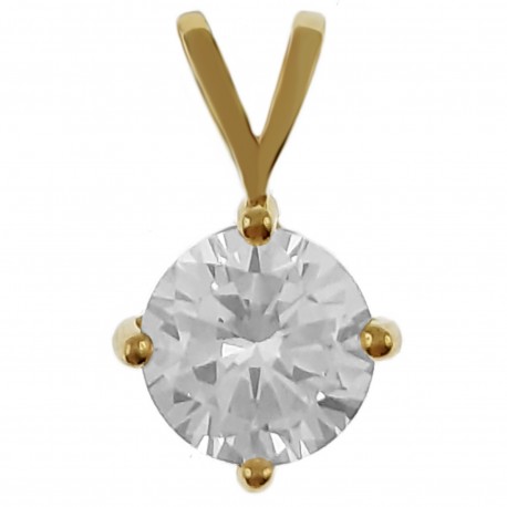 Pendentif Solitaire Plaqué or 18 carats et Oxyde de Zirconium