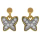 Boucles d'oreilles Papillon Plaqué Or 18 carats et Oxydes Zirconium