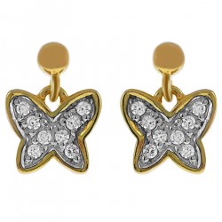 Boucles d'oreilles Papillon Plaqué Or 18 carats et Oxydes Zirconium