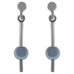 Boucles d'oreilles en Argent 925 rhodié et Perle grise