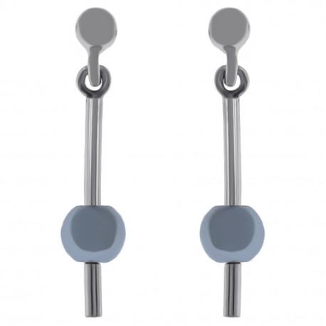 Boucles d'oreilles en Argent 925 rhodié et Perle grise