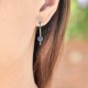 Boucles d'oreilles en Argent 925 rhodié et Perle grise