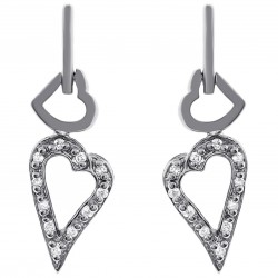 Boucles d'oreilles Coeurs en Argent 925 rhodié et Oxydes Zirconium