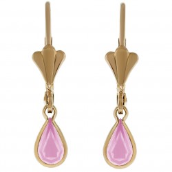 Boucles d'oreilles Plaqué Or 18 carats et Cristal rose