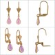 Boucles d'oreilles Plaqué Or 18 carats et Cristal rose