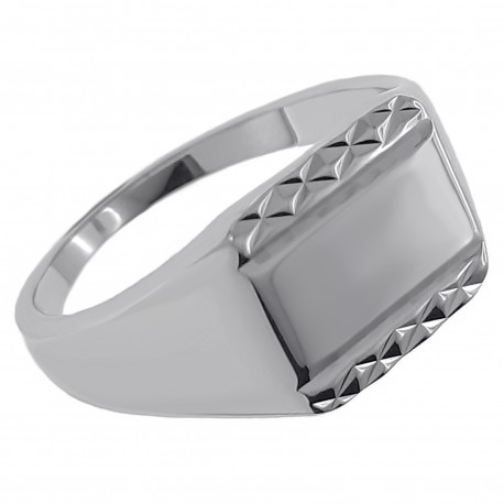 Bague Chevalière en Argent 925 rhodié