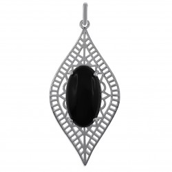 Pendentif en Argent 925 rhodié et Onyx synthétique