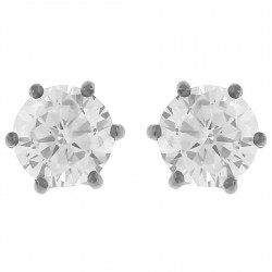 Boucles d'oreilles en Argent 925 rhodié et Oxyde Zirconium 7mm