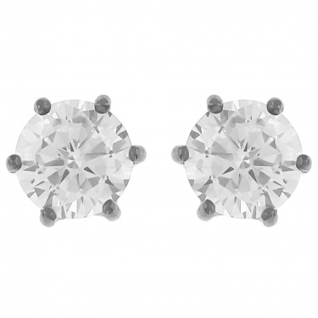 Boucles d'oreilles en Argent 925 rhodié et Oxyde Zirconium 7mm