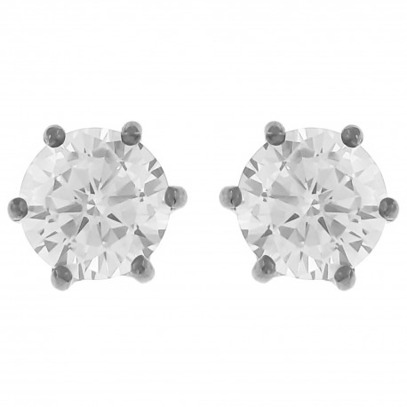 Boucles d'oreilles en Argent 925 rhodié et Oxyde Zirconium 7mm