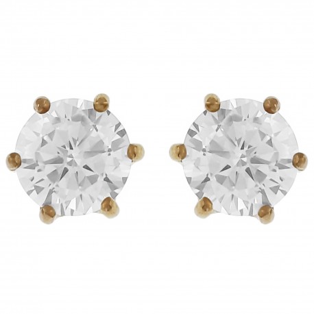 Boucles d'oreilles Plaqué Or 18 carats et Oxyde Zirconium 7mm