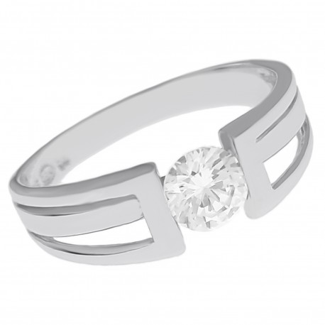 Bague en Argent 925 rhodié et Oxyde Zirconium