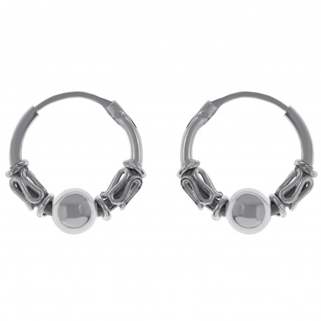 Boucles d'oreilles Créoles Tribal en Argent 925