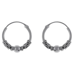 Boucles d'oreilles Créoles Tribal 16mm en Argent 925
