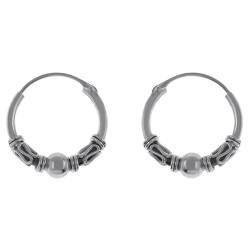 Boucles d'oreilles Créoles Tribal 16mm en Argent 925