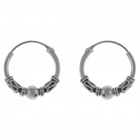 Boucles d'oreilles Créoles Tribal 16mm en Argent 925