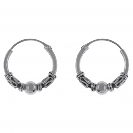 Boucles d'oreilles Créoles Tribal 16mm en Argent 925