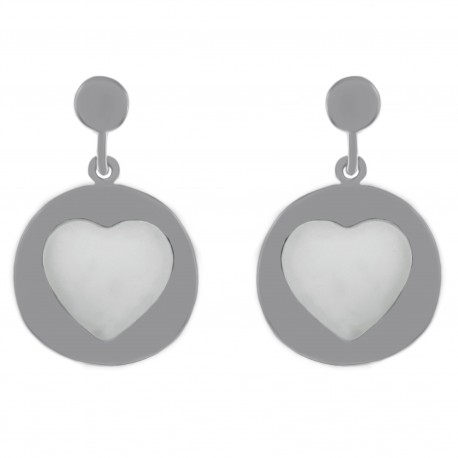 Boucles d'oreilles Coeur en Argent 925 et Nacre